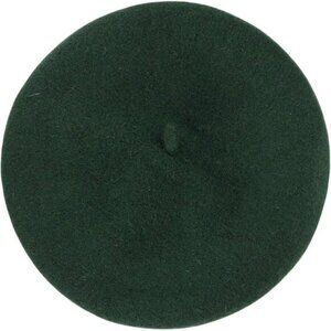 French Style Lightweight Casual Classic Solid Color Wool Beret - Hunter Green